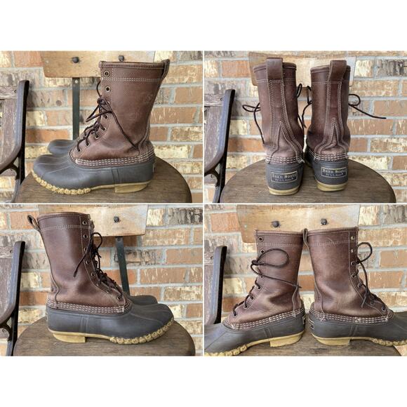 Size 7 M L.L Bean Shearling Lined Leather Winter Snow Boots - Picture 2 of 4